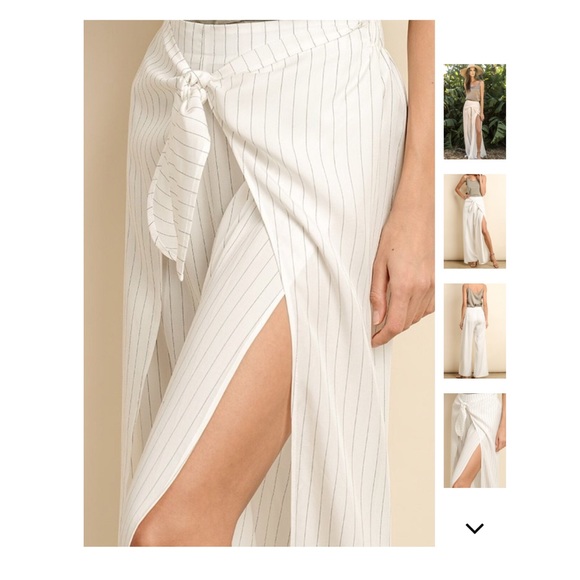 Striped Wide Leg Slit Pant - Picture 4 of 6